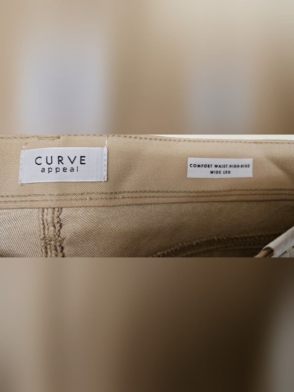 Curve Appeal Size 14 Comfort Waist High Rise Wide Leg Pants Safari Tan NWT - Picture 4 of 7